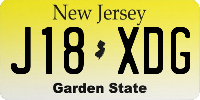 NJ license plate J18XDG