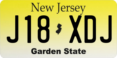 NJ license plate J18XDJ