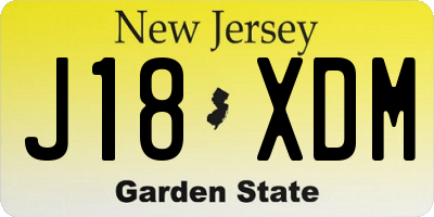 NJ license plate J18XDM