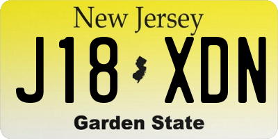 NJ license plate J18XDN