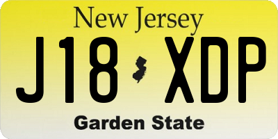 NJ license plate J18XDP