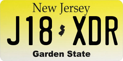 NJ license plate J18XDR