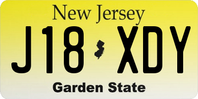 NJ license plate J18XDY