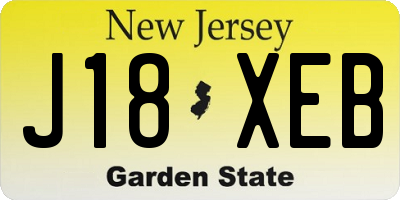 NJ license plate J18XEB