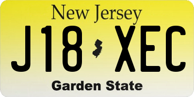 NJ license plate J18XEC