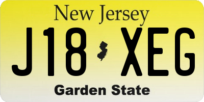 NJ license plate J18XEG