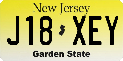 NJ license plate J18XEY