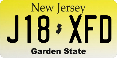 NJ license plate J18XFD