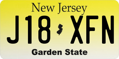 NJ license plate J18XFN
