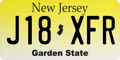 NJ license plate J18XFR