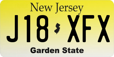 NJ license plate J18XFX