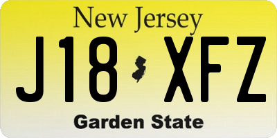 NJ license plate J18XFZ