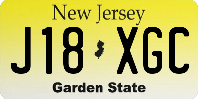NJ license plate J18XGC