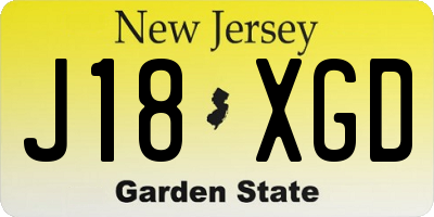 NJ license plate J18XGD