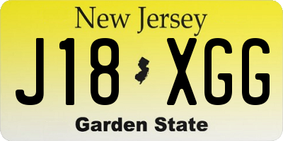 NJ license plate J18XGG