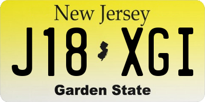 NJ license plate J18XGI