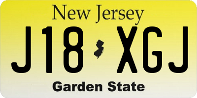 NJ license plate J18XGJ