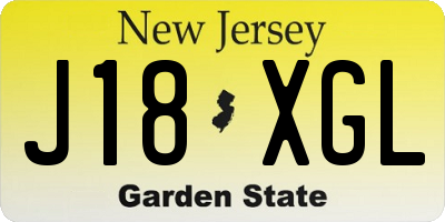 NJ license plate J18XGL
