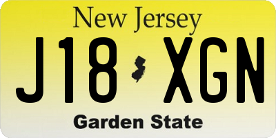 NJ license plate J18XGN