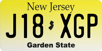 NJ license plate J18XGP