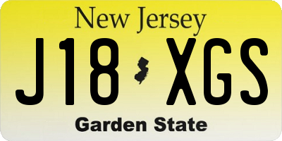 NJ license plate J18XGS