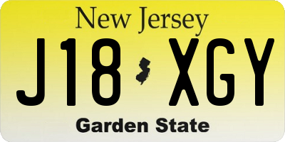 NJ license plate J18XGY