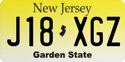 NJ license plate J18XGZ