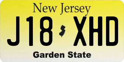 NJ license plate J18XHD