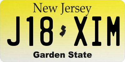 NJ license plate J18XIM