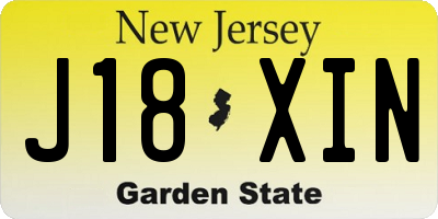 NJ license plate J18XIN