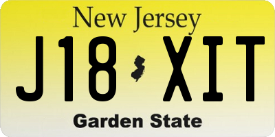 NJ license plate J18XIT
