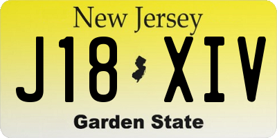 NJ license plate J18XIV