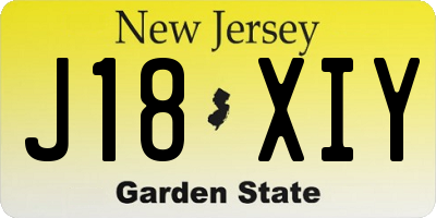 NJ license plate J18XIY