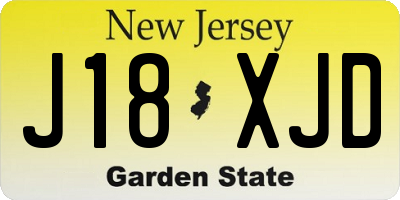NJ license plate J18XJD