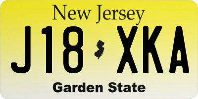 NJ license plate J18XKA