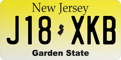 NJ license plate J18XKB