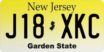 NJ license plate J18XKC