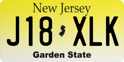 NJ license plate J18XLK