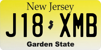 NJ license plate J18XMB