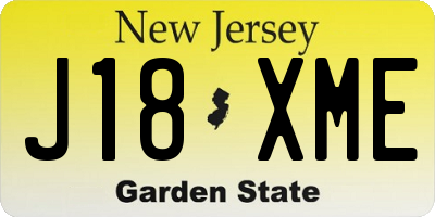 NJ license plate J18XME