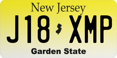 NJ license plate J18XMP