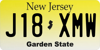 NJ license plate J18XMW