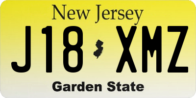 NJ license plate J18XMZ