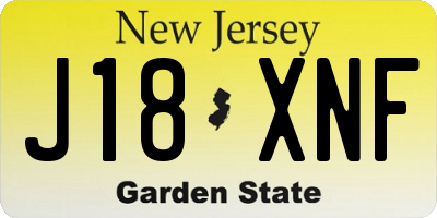 NJ license plate J18XNF