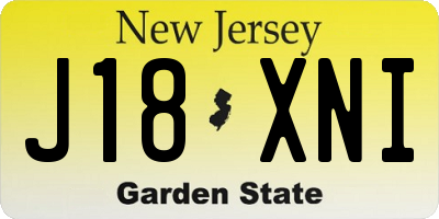 NJ license plate J18XNI