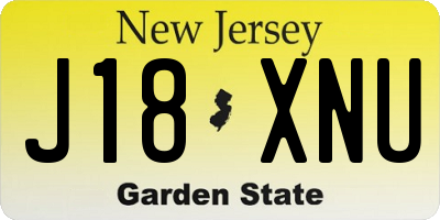 NJ license plate J18XNU