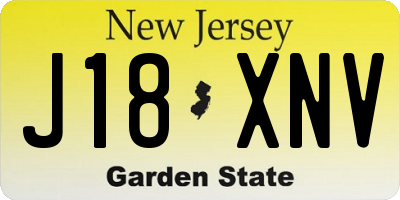 NJ license plate J18XNV