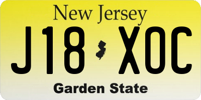 NJ license plate J18XOC