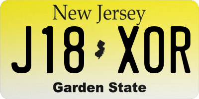 NJ license plate J18XOR