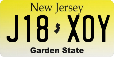 NJ license plate J18XOY
